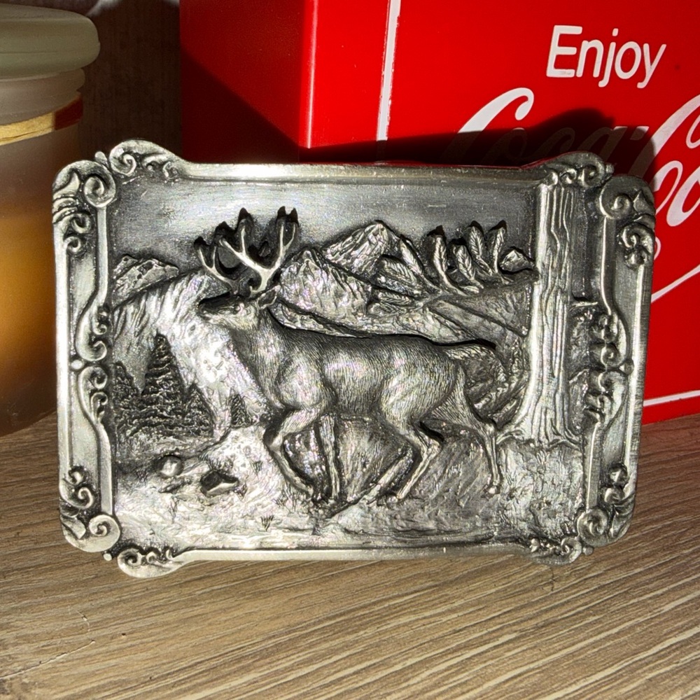 🚨 Deer Buck Vintage Belt Buckle 1984 Oregon Free USA ship Animal Metal Williams